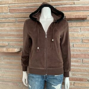 Brown Velour Hooded Jacket